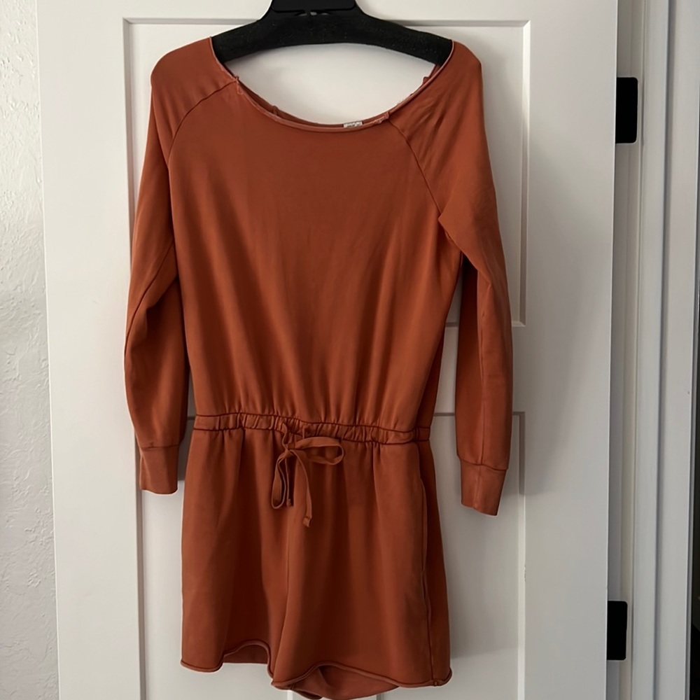 Cozy romper with off the shoulder look